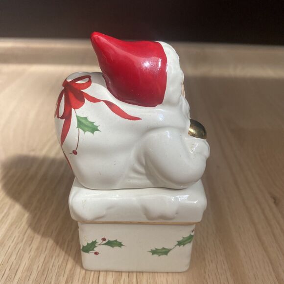 Lenox Salt Pepper Shakers 2003 Holiday Santa Atop Chimney Stackable Original Box - Picture 5 of 11